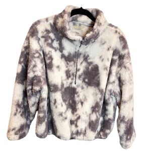 Adrienne Vittadini Sport‎ Gray & White Full Zip Fleece Jacket Soft & Fluffy 1X